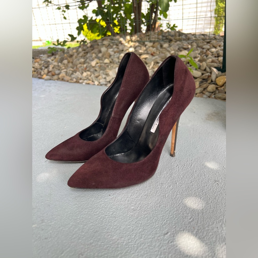 Brian Atwood Suede Pointed Toe Pump High Heels